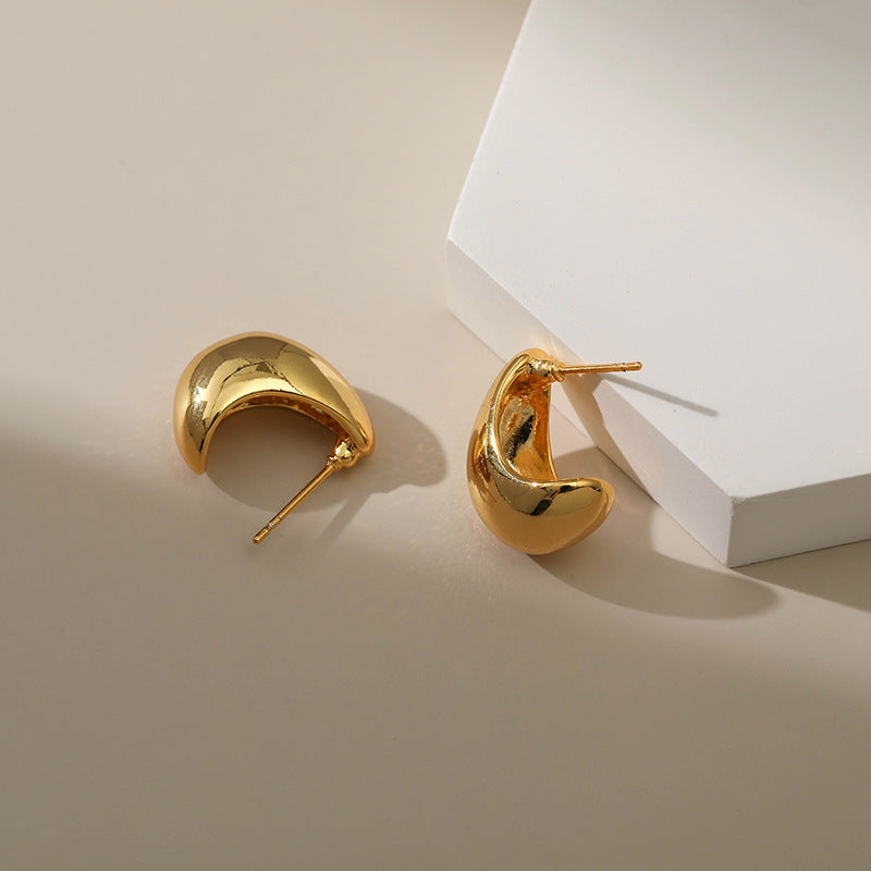 Shaped Pea Copper Gold-plated French Style Petite Earrings