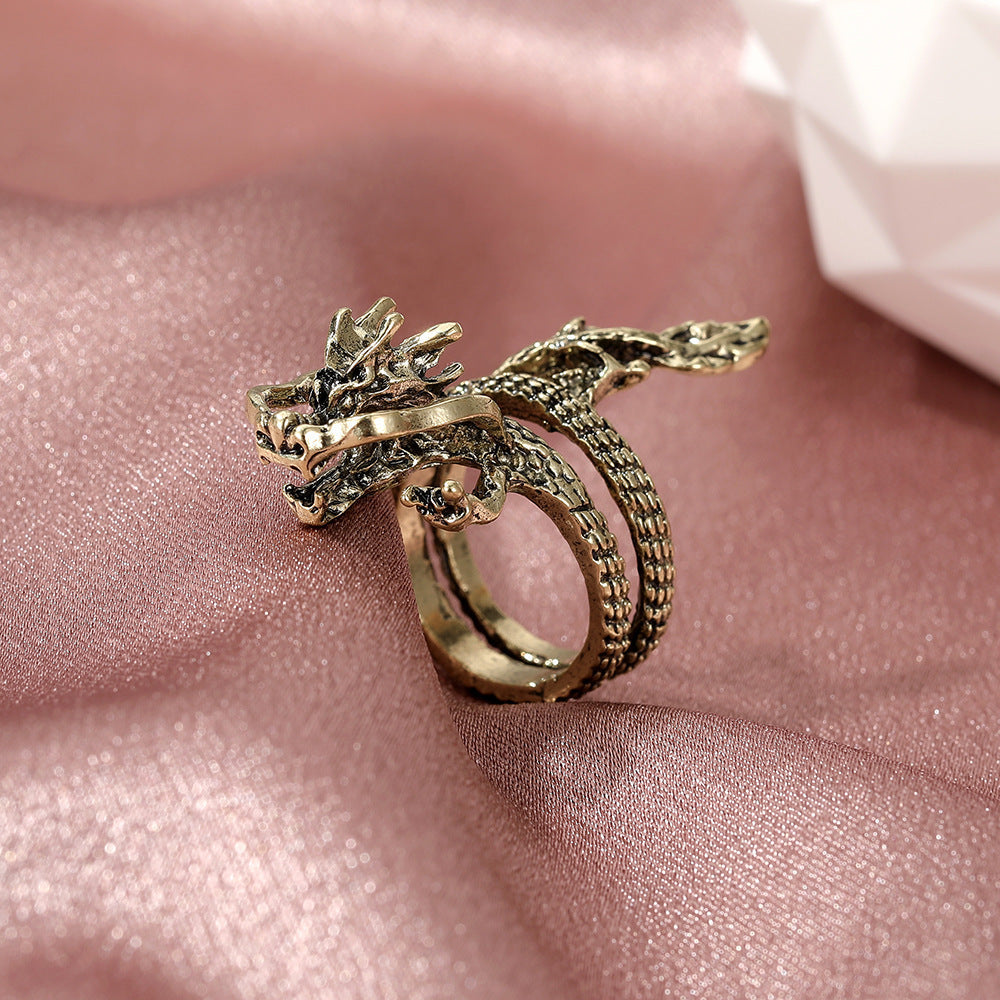 Women's & Men's Personality Twee Zodiac Exaggerated Flying Dragon Gothic Hipster Ring