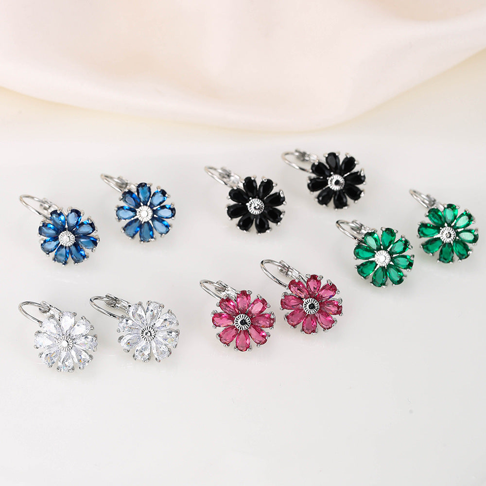 Round Full Diamond Simple Fashion Classic Crystal Zircon Temperament Earrings