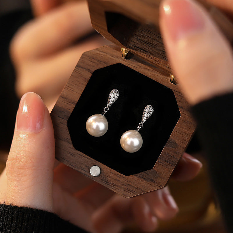 Women's Sterling Sier Drop Pearl For Design High-grade Inlaid Rings