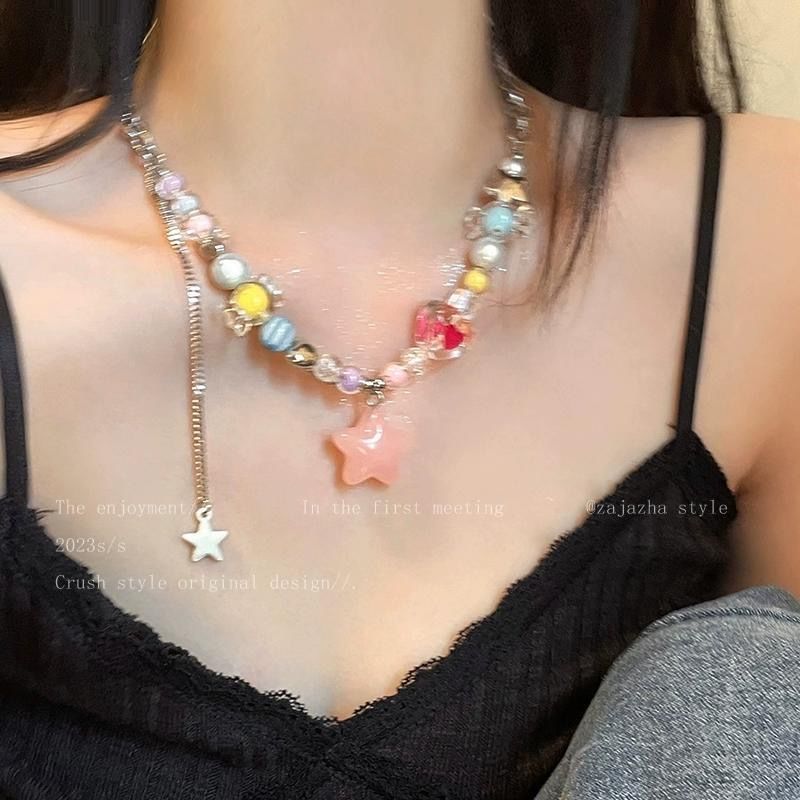Women's Dopamine Colorful Candy Tassel For Light Luxury High-grade Clavicle Necklaces