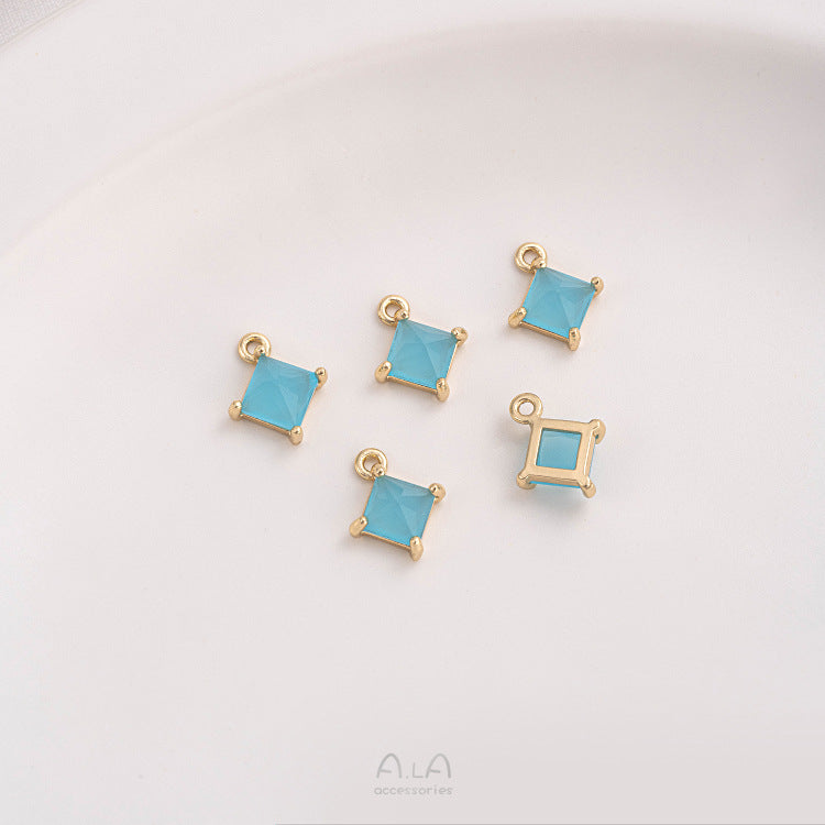 Color Retaining Gilded Inlaid Square Zirconium Pendants