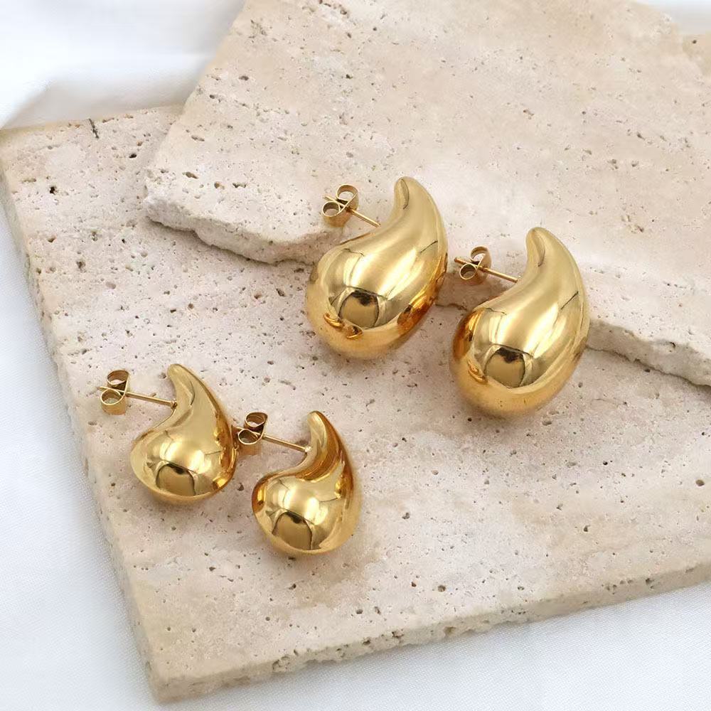 Choice Drop-shaped Stainless Steel Hollow Ear Cold Style Unique Temperament Stud Earrings