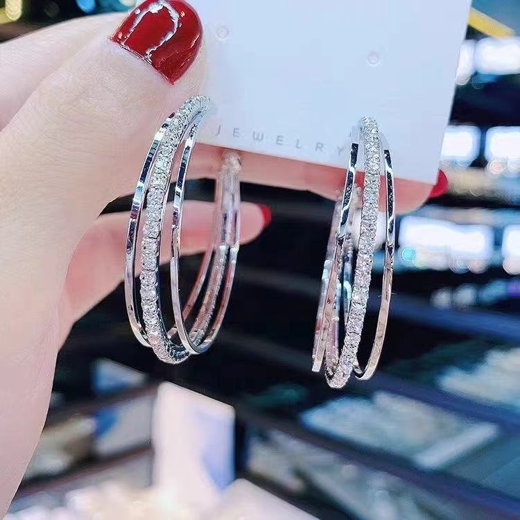 Diamond Rhinestone Exquisite Light Luxury High-grade Feeling Tong Earrings