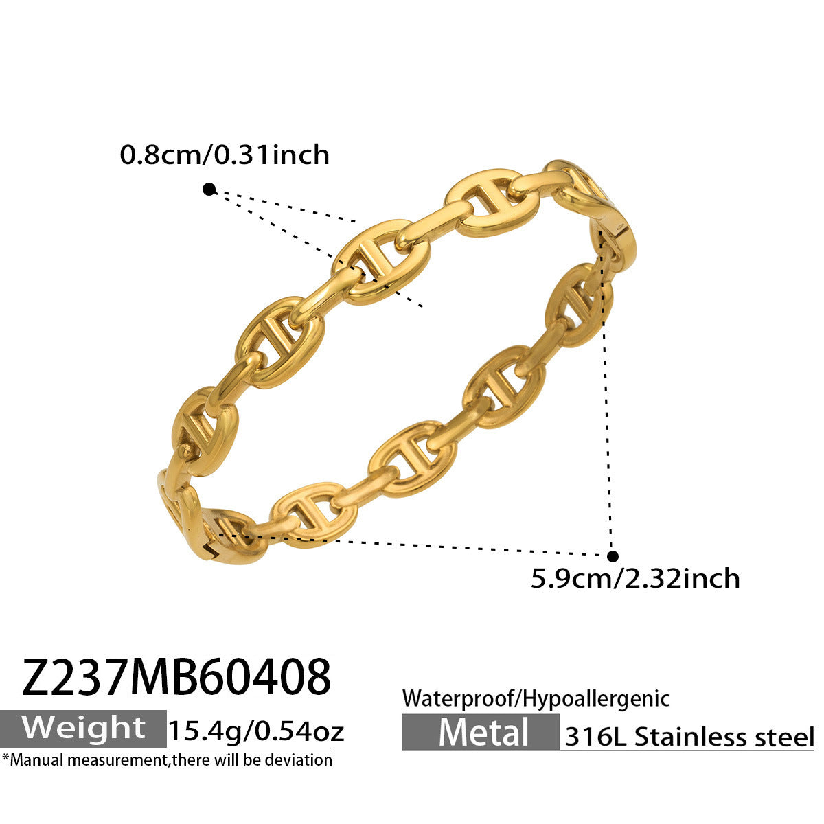 Women's Light Luxury High-grade Stainless Steel Gold Pig Bracelet