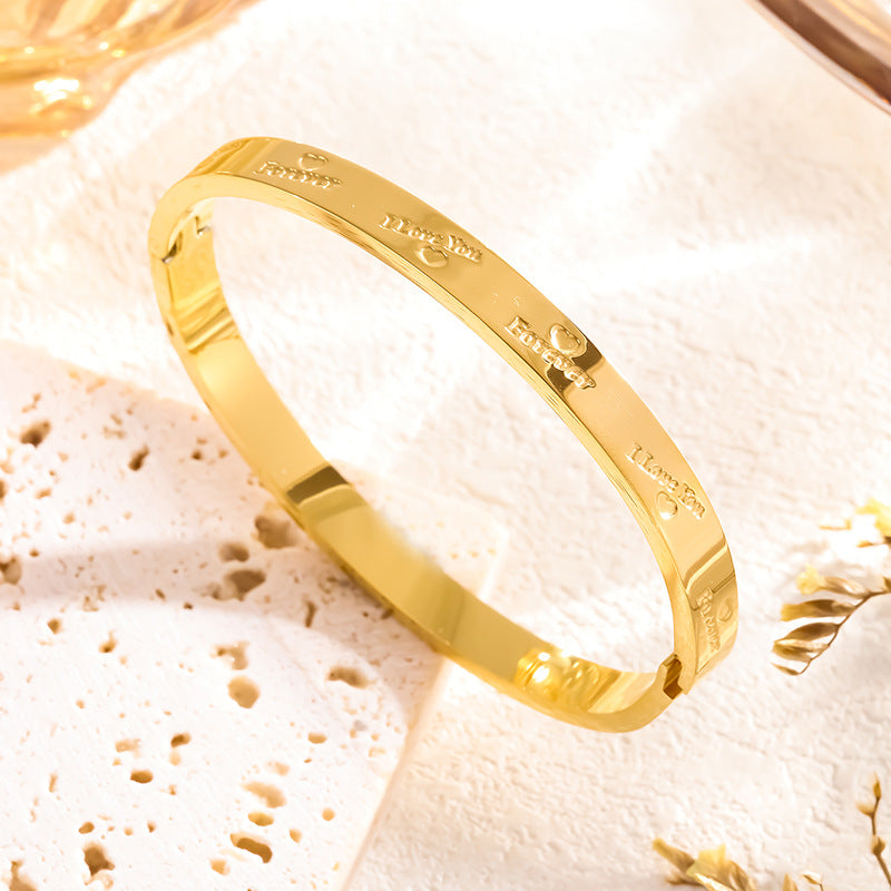 Light Luxury Classic Love Female Titanium Steel Couple Simple Bracelet