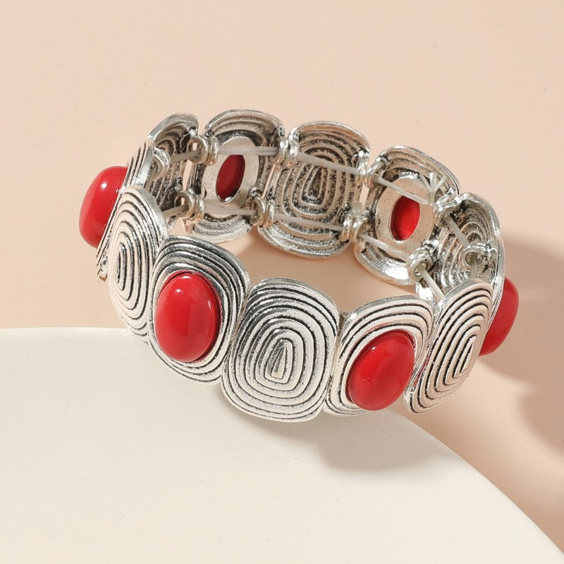 Style Personality Retro Alloy Turquoise Stretch Bracelets