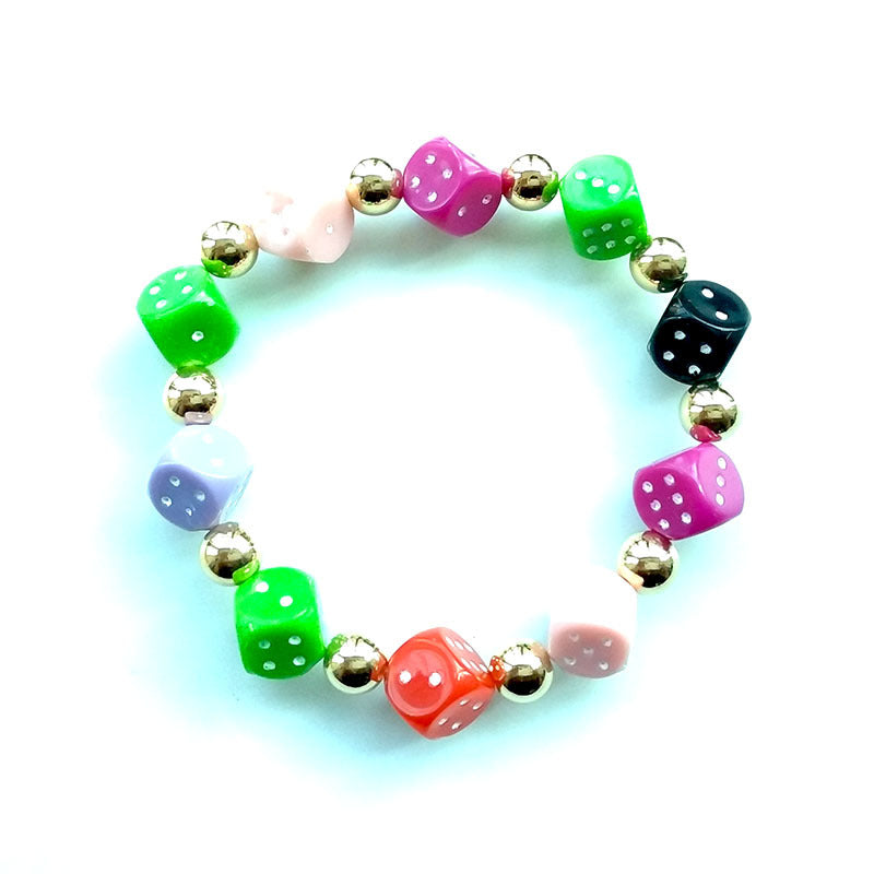 Hand Hip Hop Creative Dice Resin Beaded High Elastic Personality Bracelet