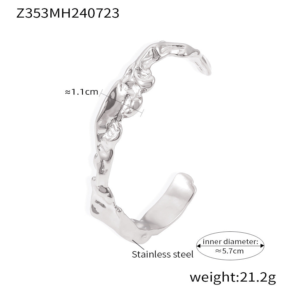 Women's Irregular Beating Wave Pattern Personalized Opening Stainless Bracelets