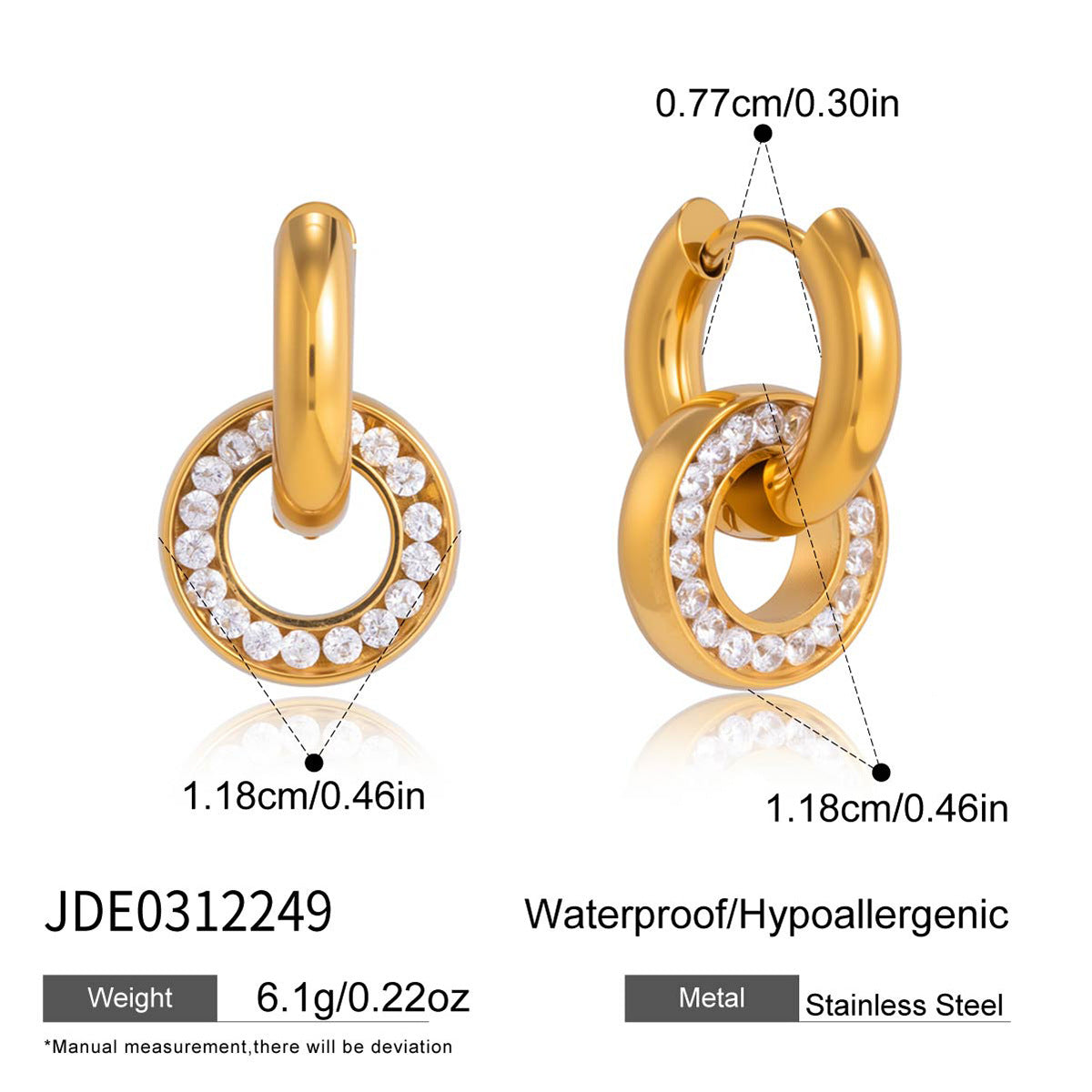 Women's Ding Titanium Steel Zircon Light Luxury Earrings