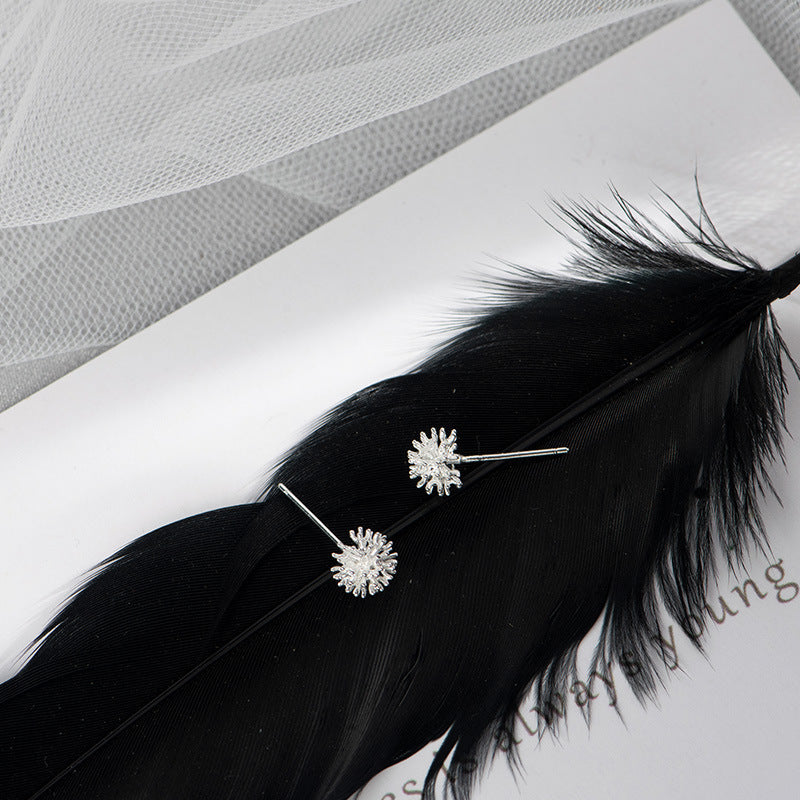 Women's Sterling Sier Small Dandelion Simple Niche Design Commuter Before Stud Earrings