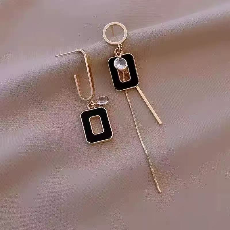 Diamond Irregular Long Female Tassel Drop Oil Personalized Temperamental Earrings