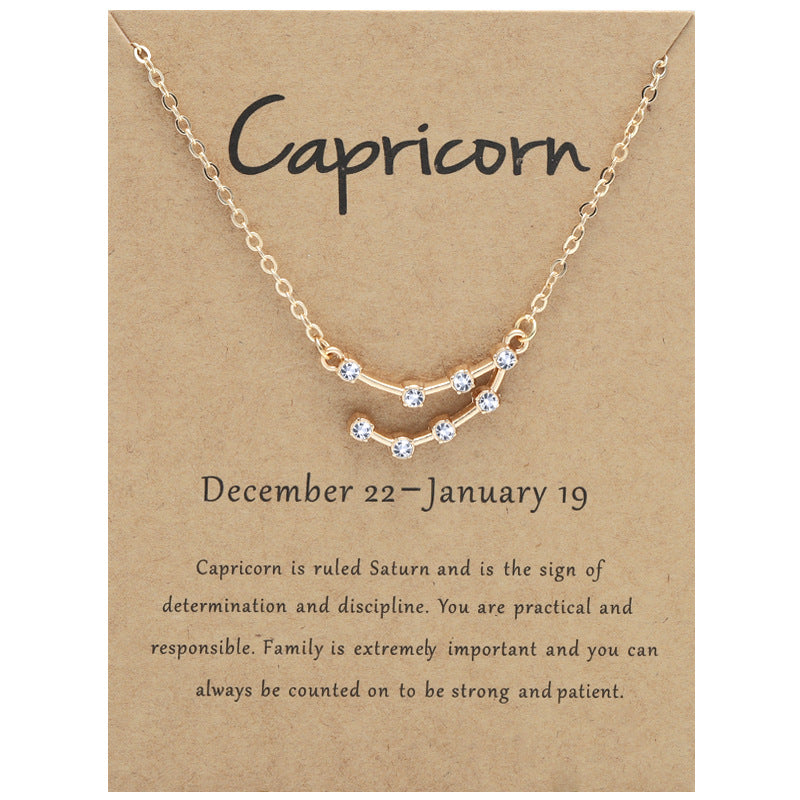 Twee Constellation Brown Card Rhinestone Clavicle Necklaces