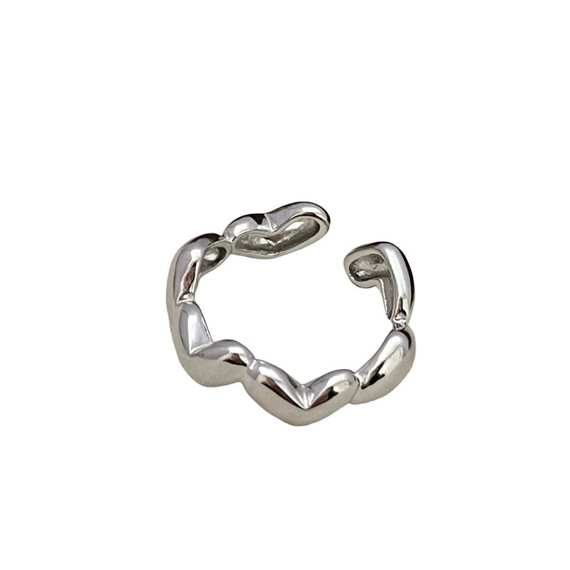 Women's Loving Heart Stacked Irregular Fashion Heart-shaped Open-end Personality Mori Rings