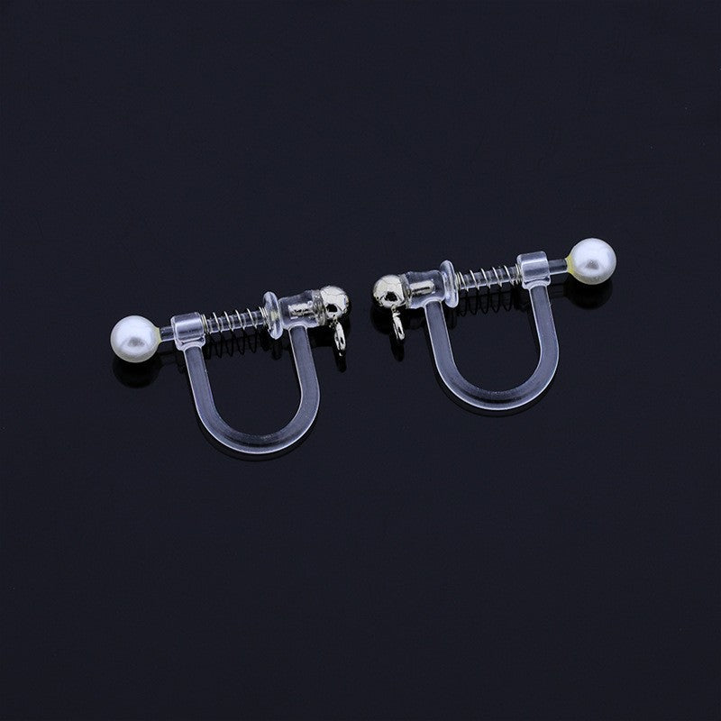 Handmade Change Transparent Resin Pearls U-shaped Ear Clip