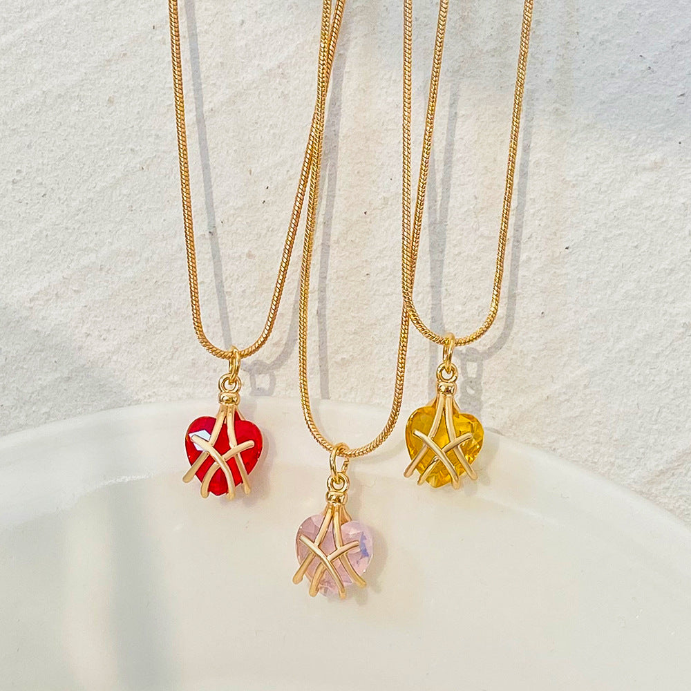 Barbie Diamond Castle Love Female Fashion Sweet Heart-shaped Collarbone Necklaces