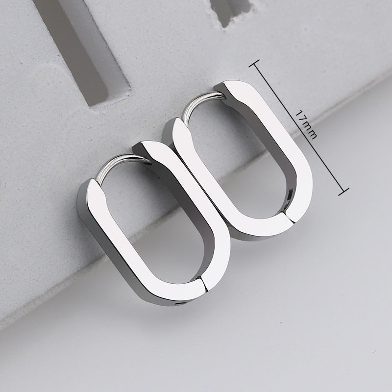 Steel Geometric Personality Hexagon Ear Clip Simple Square Earrings