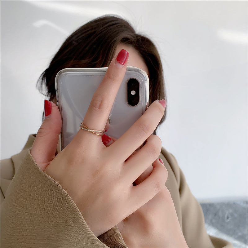 Style X Word Cross Micro Rhinestone Rose Gold Female Hipster Ring