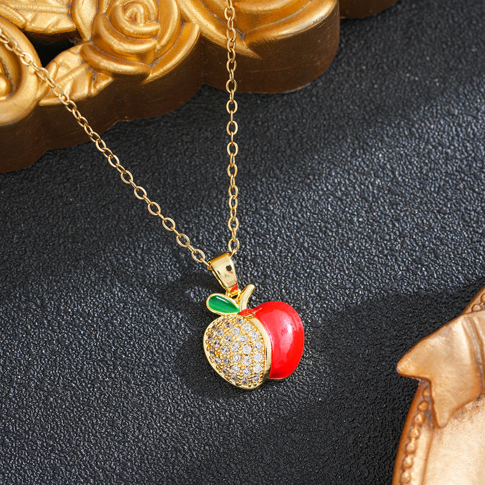 Women's Pastoral Style Strawberry Cute Simple Titanium Necklace