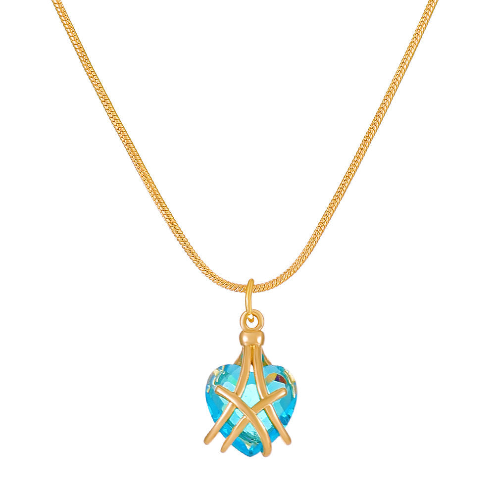 Barbie Diamond Castle Love Female Fashion Sweet Heart-shaped Collarbone Necklaces