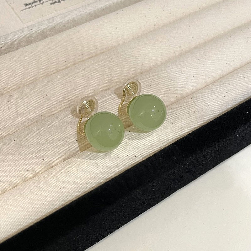 Women's Jelly Green Round Beads Resin Summer Earrings