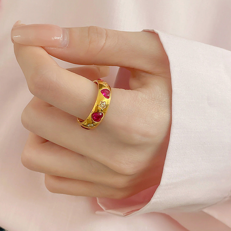 Star Zircon Advanced Affordable Luxury Fashion Niche Titanium Steel Ring