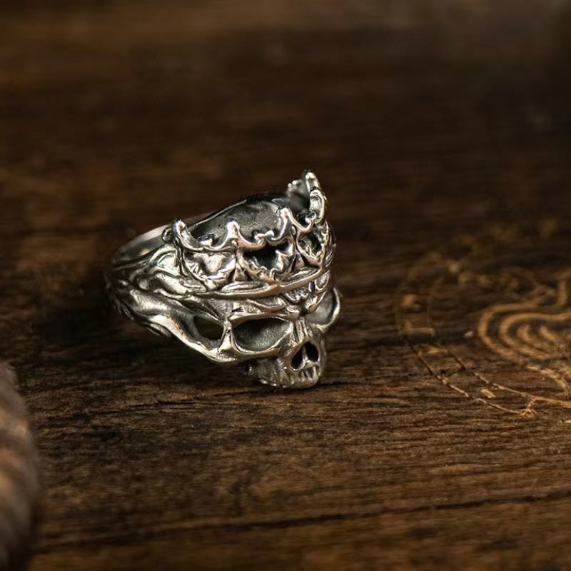 Women's & Men's Style Palace Skull Retro Distressed Trendy Rings