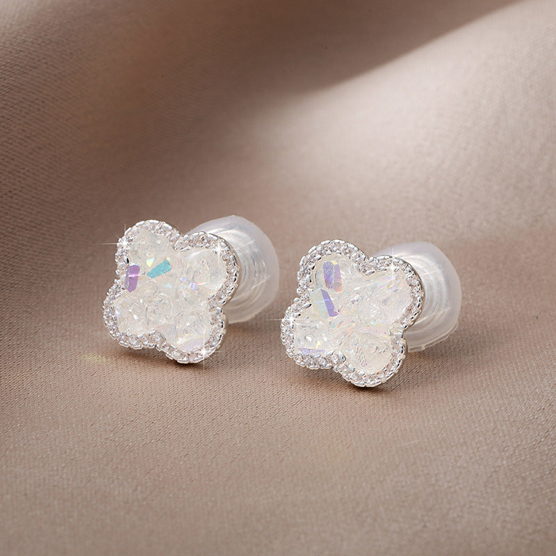 Flower-de-luce Light Luxury High-grade Clover Color Earrings
