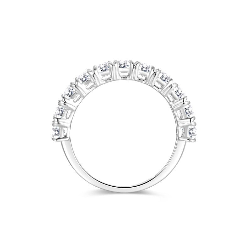 Emerald-Cut D-Color VVS1 Moissanite Stack Engagement Ring in Sterling Silver with 18K White Gold Plating