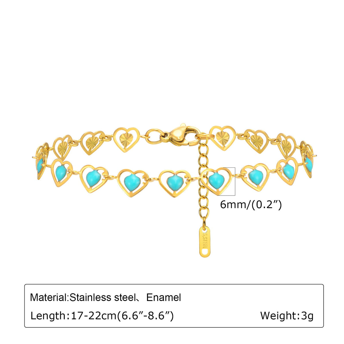 Women's Stainless Steel Drop White Oil Heart-shaped Flower Cherry Color Bracelet