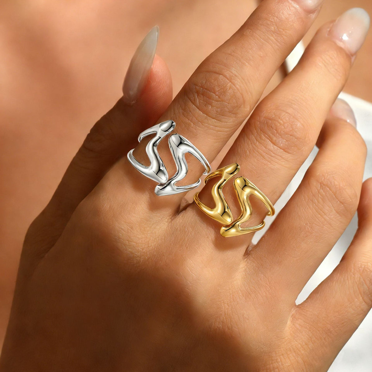 Stainless Steel Simple Style Geometric Open Niche Hip Hop Rings