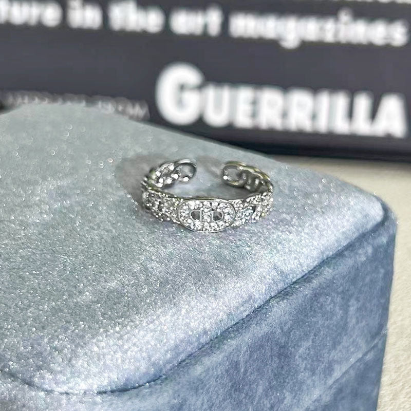 Shiny Diamond Female Cold Wind Simple Korean Style Niche Rings