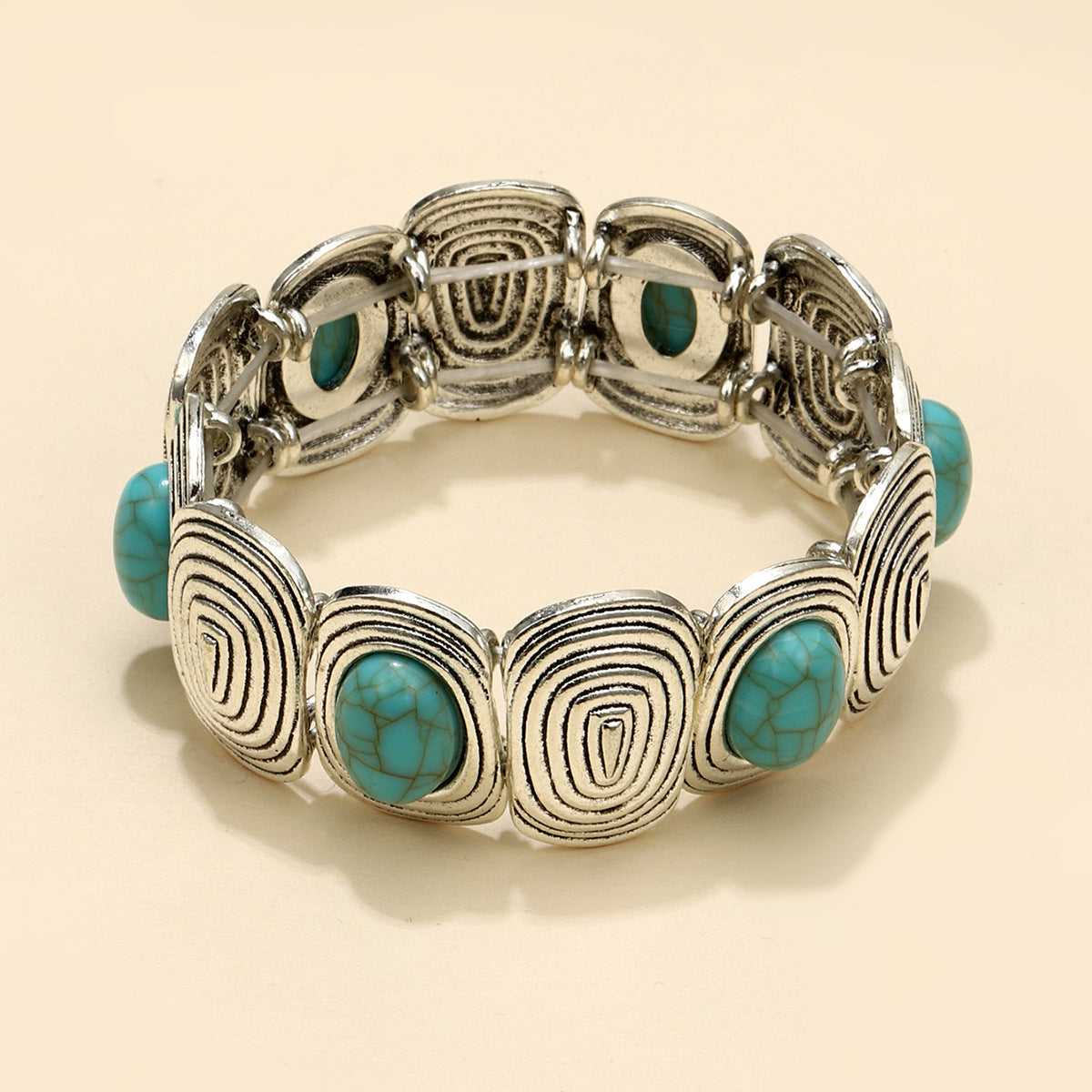 Style Personality Retro Alloy Turquoise Stretch Bracelets
