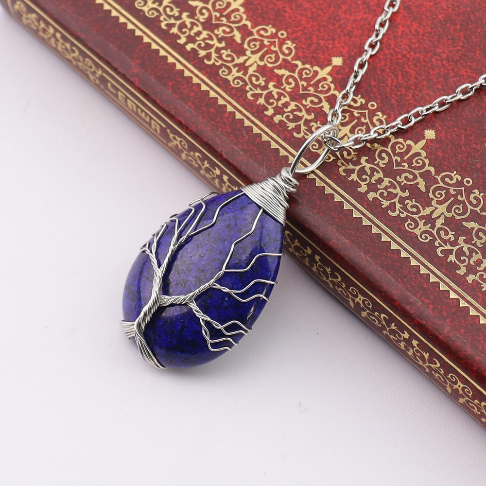 Agate Water Drop Winding Silk Tree Necklaces