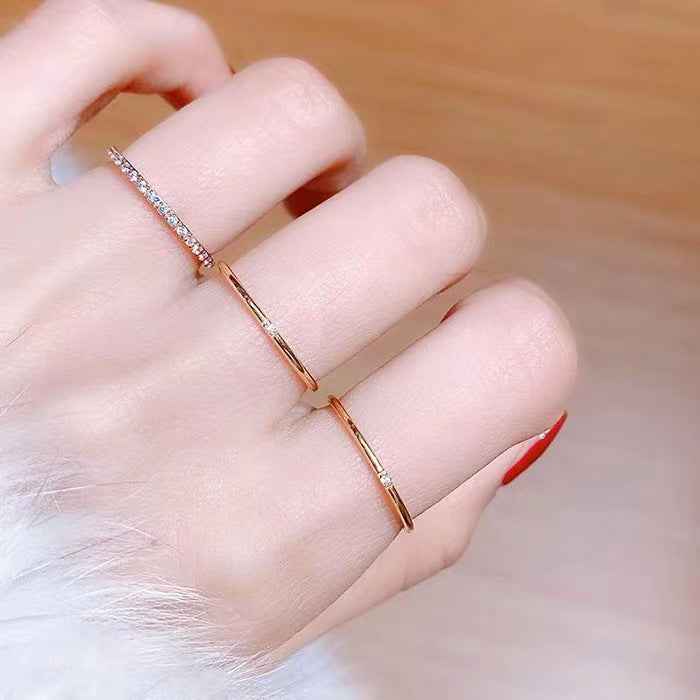 Women's Light Luxury Simple Personality Temperament Small Zircon Design Fashion Ring