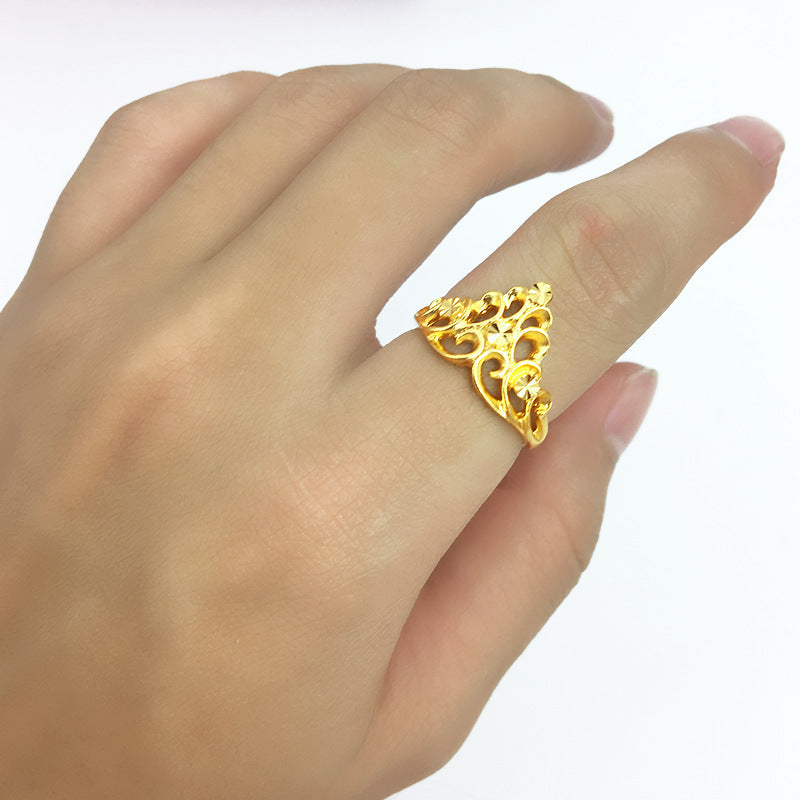 Female Flower Gold Alluvial Opening Adjustable Size Rings