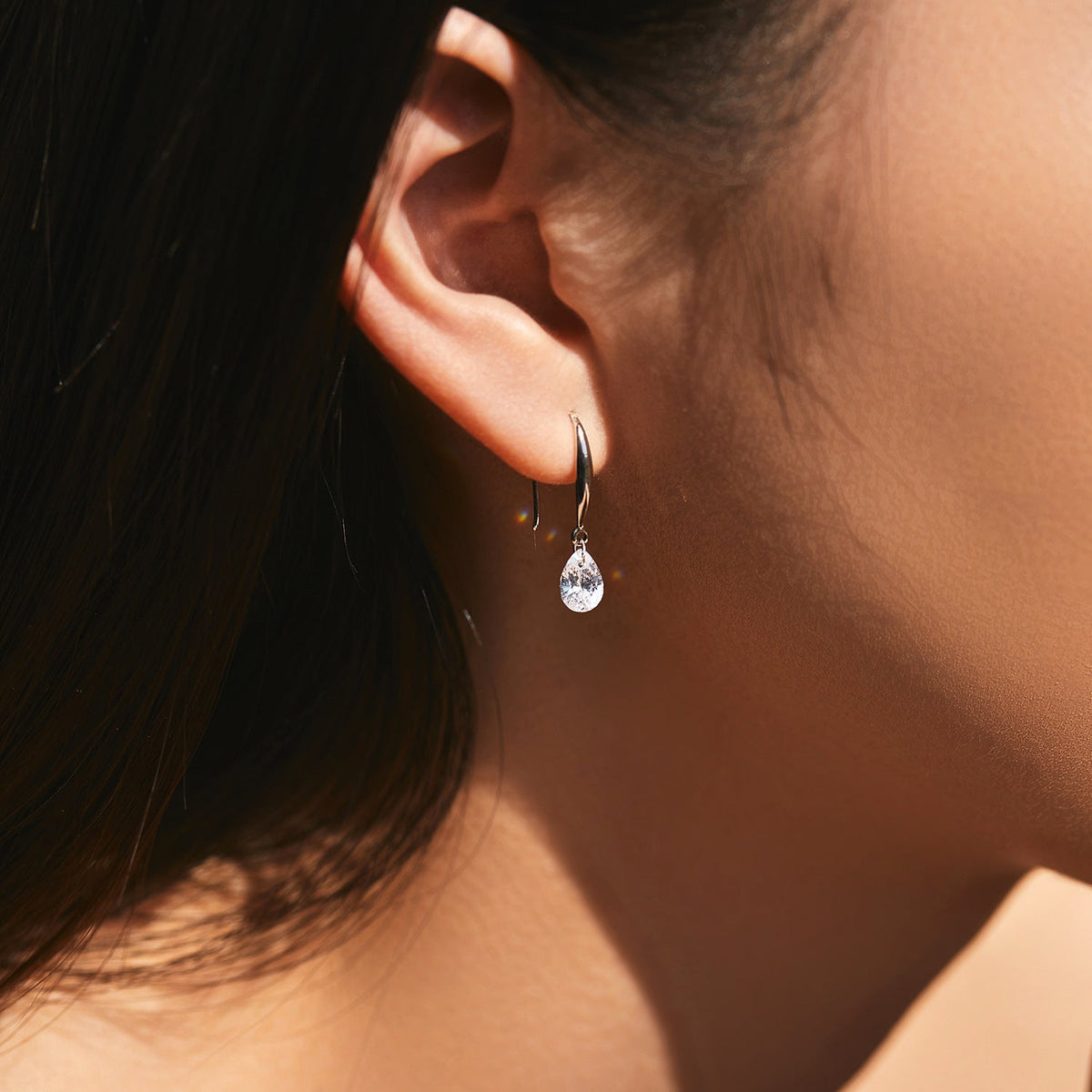 Stacking Droplet Pendant Necklace and Stud Earrings Set in Sterling Silver