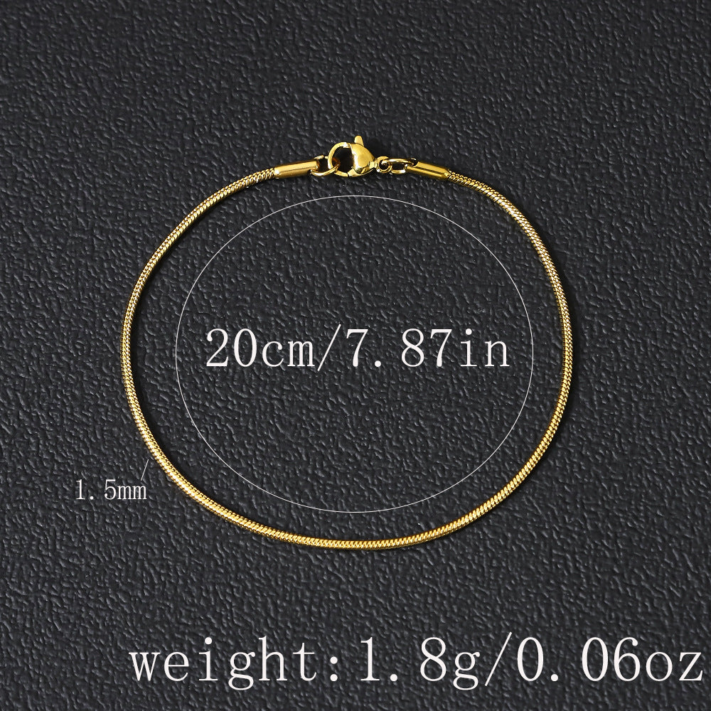 Women's & Men's Snake For Minimalist Hip Hop Unique No Color Fading Bone Bracelets