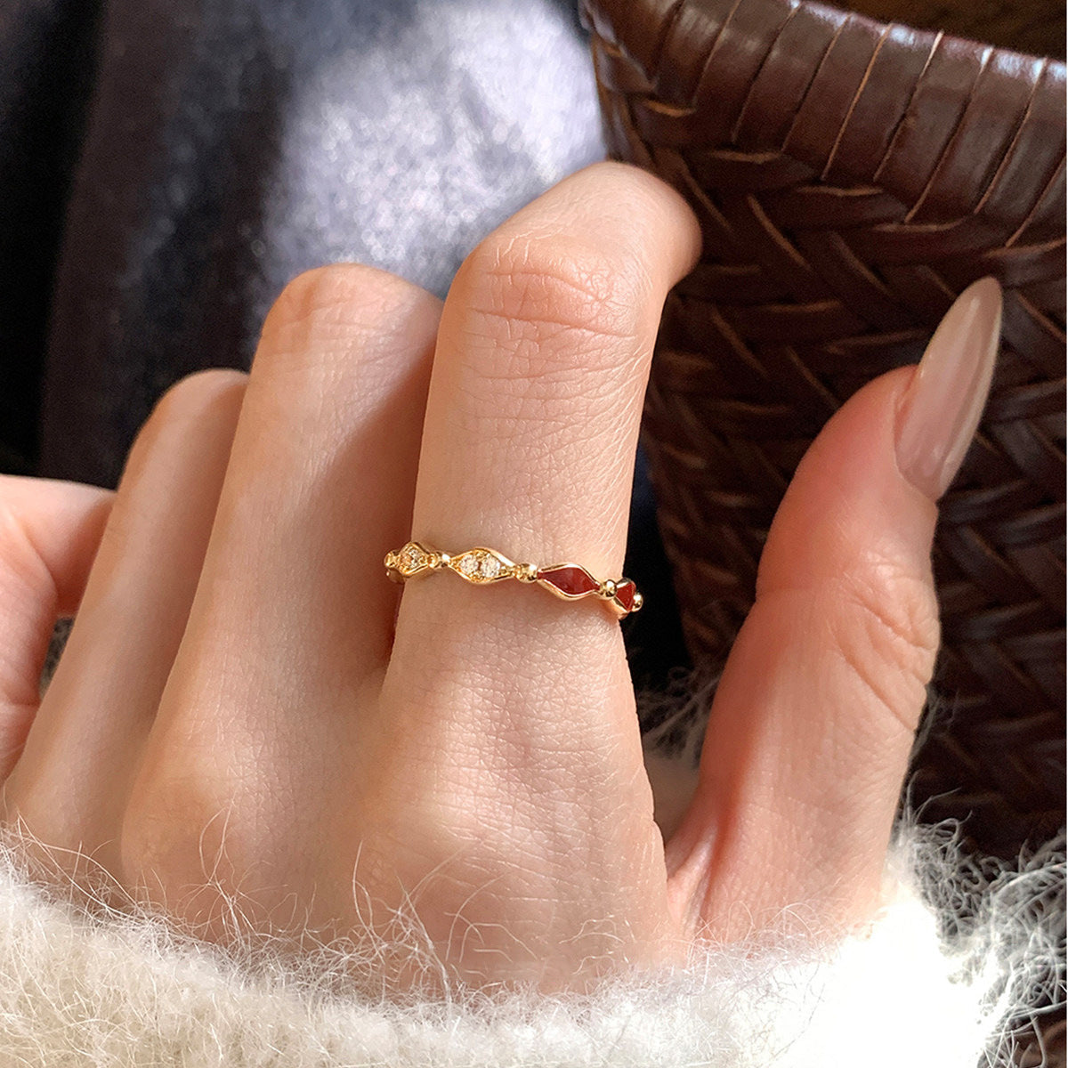 Women's Glaze Diamond Crystal For Niche Design Exquisite Versatile Opening Rings