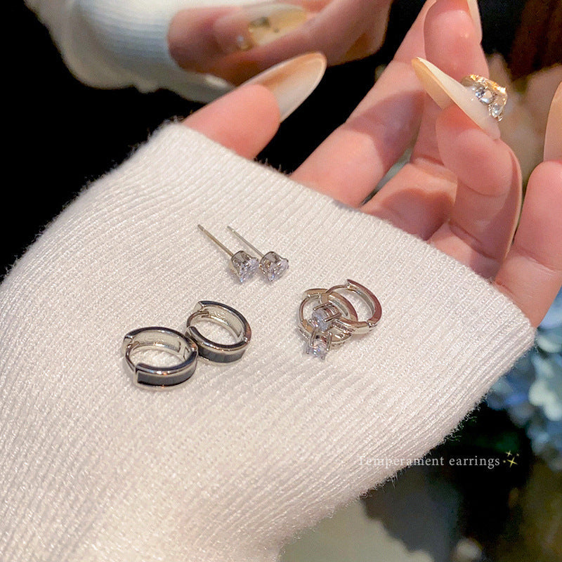 Sier Needle Exquisite Bow Suit Female Style Advanced Design Earrings