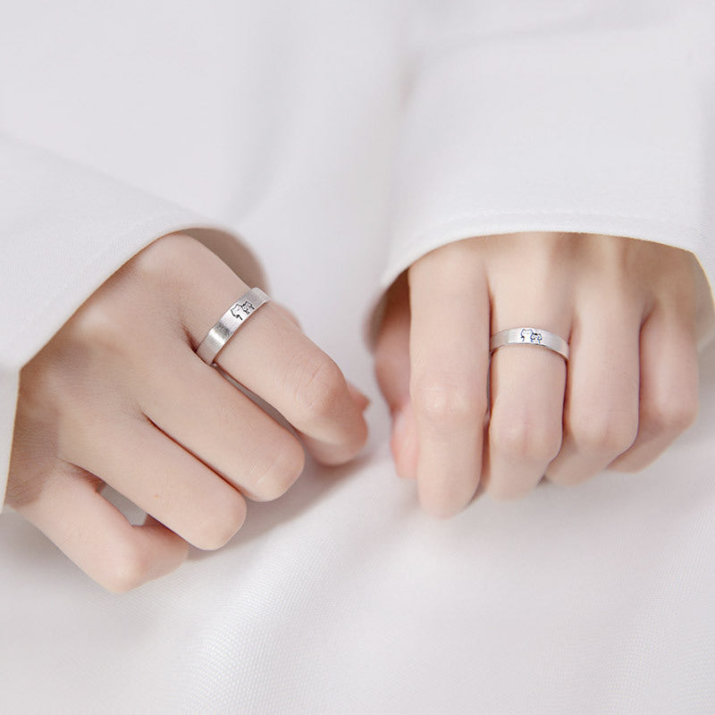 Couple Simple Cute Cartoon Niche Cat Ring
