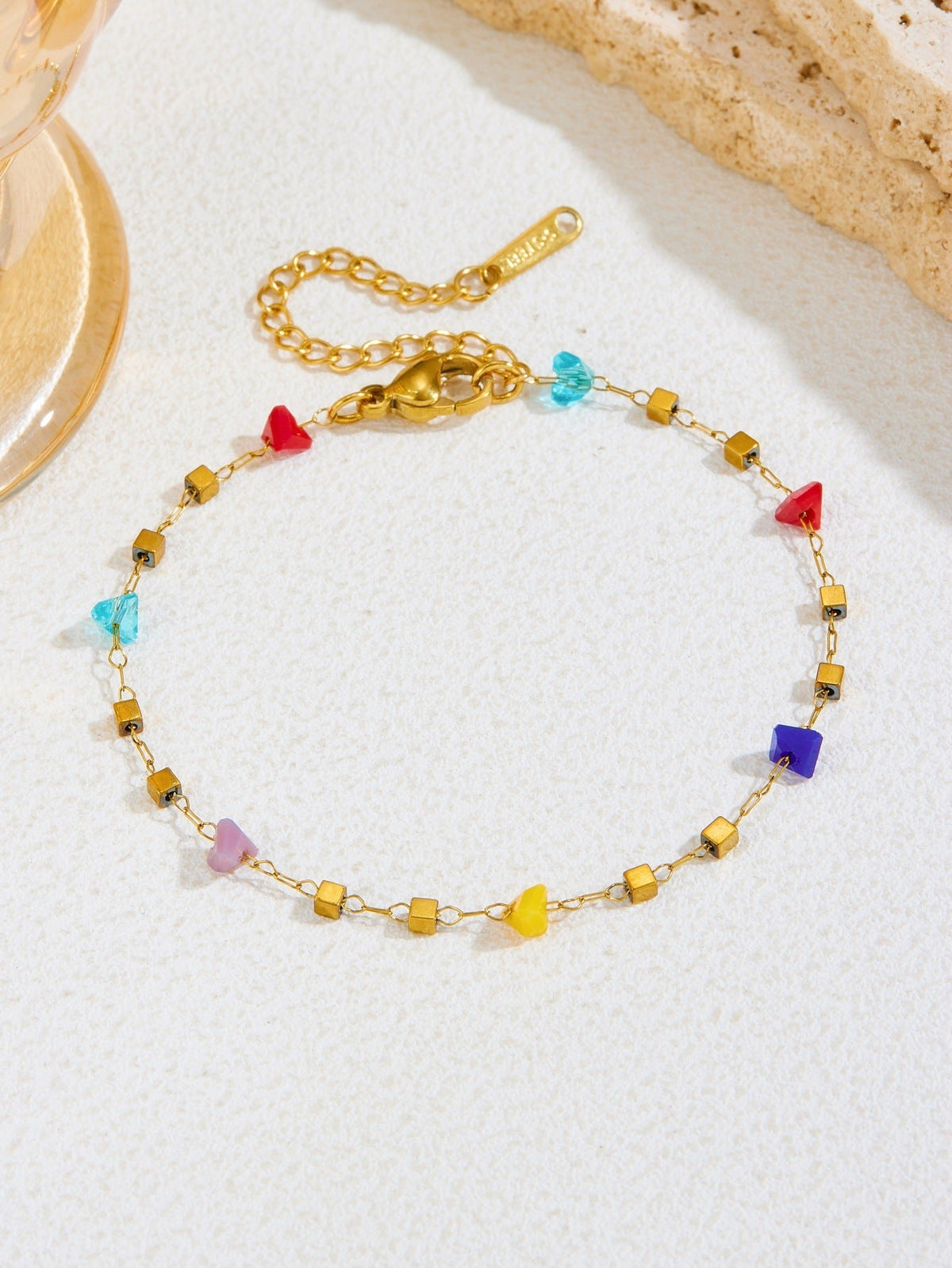 Women's High-grade Stainless Steel Inlaid Zircon Square Necklaces