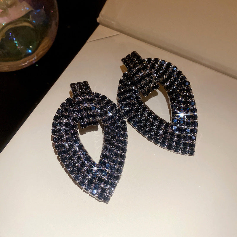 Sier Needle Zircon With Diamond Cross Personality Fashion Refined Grace Earrings
