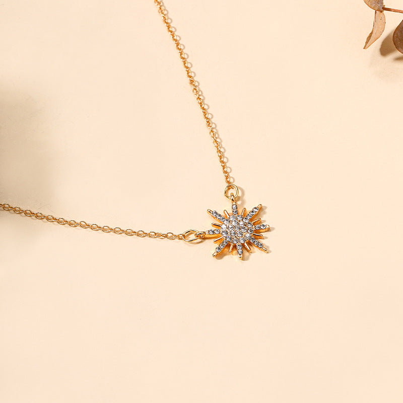 Women's Gold Apollo Light Sun Choker Neck Sweater Necklaces