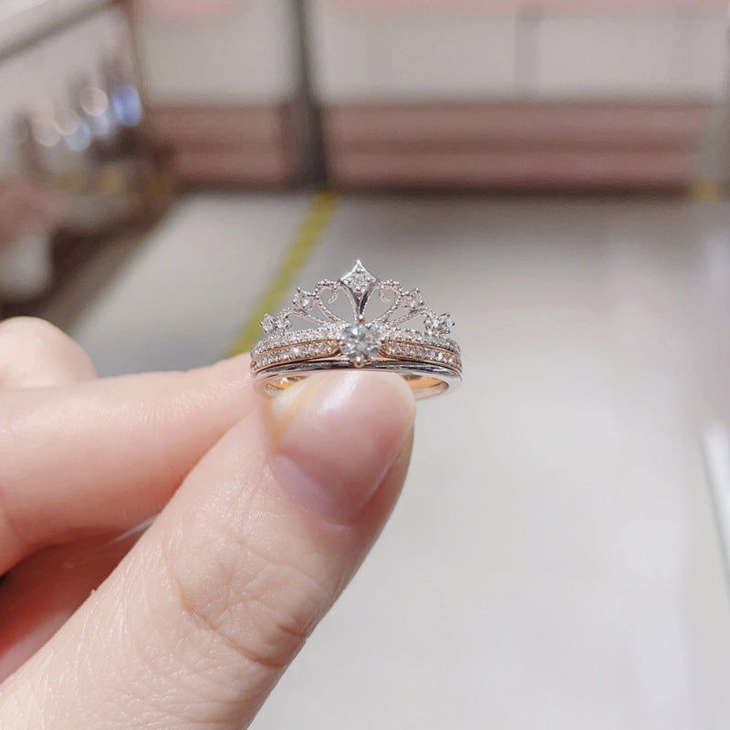 Castle Fireworks Series Crown Female Combination Couple Ring