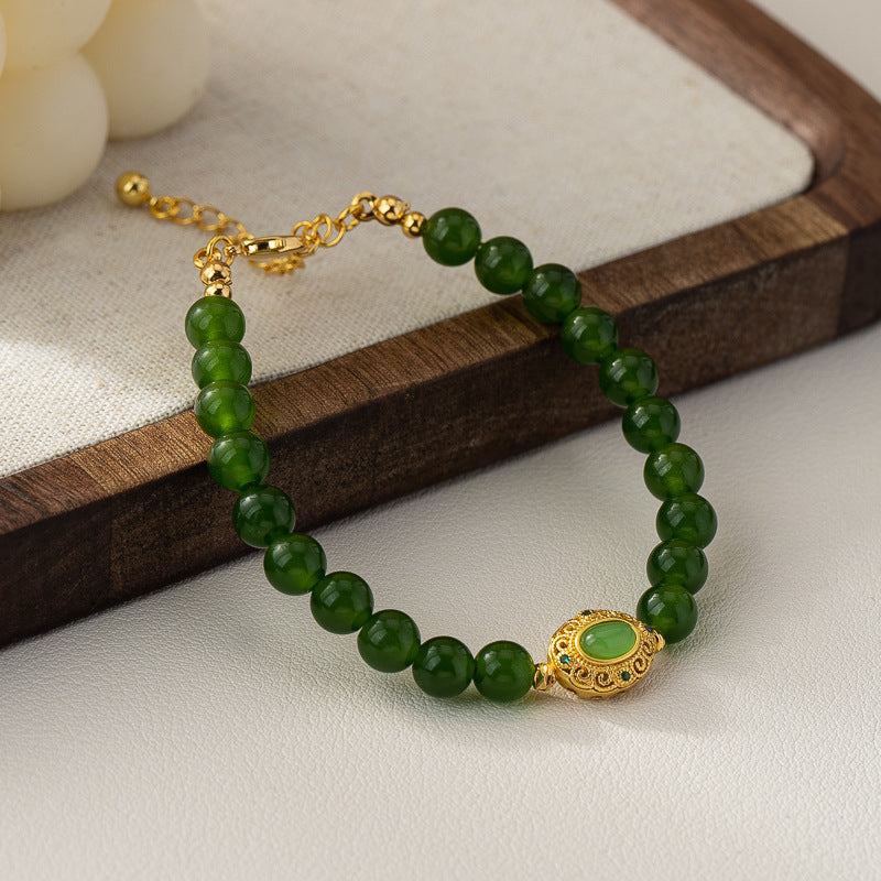 Women's Ancient Frog Skin Vintage Glass Chinese Style Bracelet