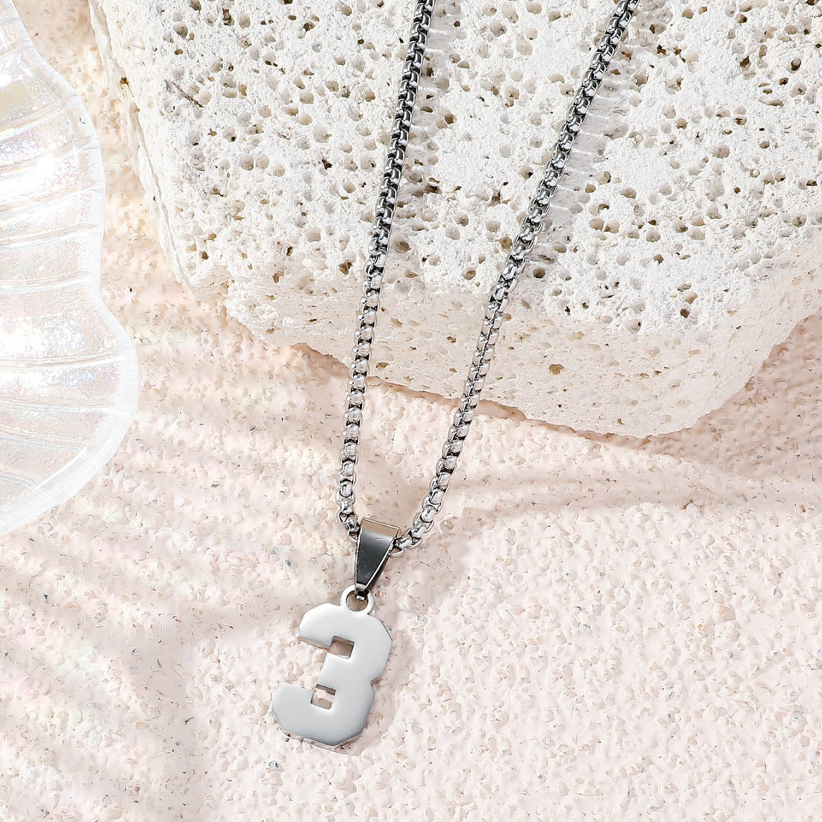 Fashion Stainless Steel Double-sided Digital Male Female Personality Hip Hop Necklaces