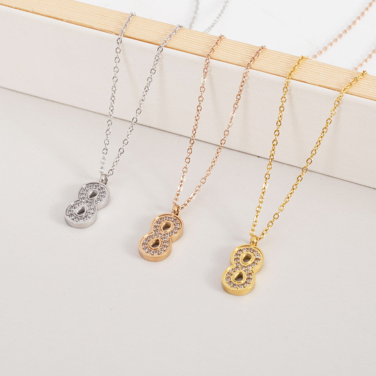 Stainless Steel Titanium Inlaid Zircon Fashion Necklaces