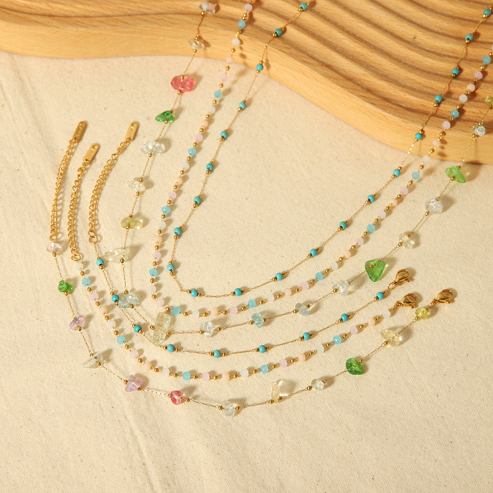 Irregular Natural Stone Gold Stainless Steel Necklaces