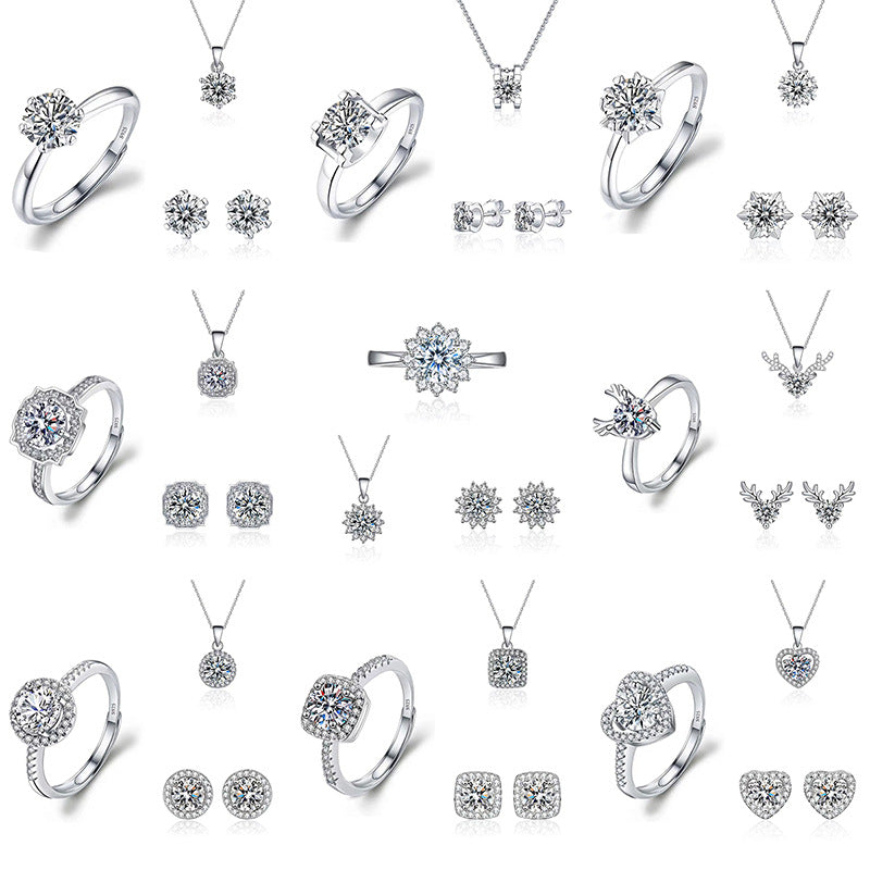 Imitation Moissanite Three-piece Zircon Temperament Ear Earrings